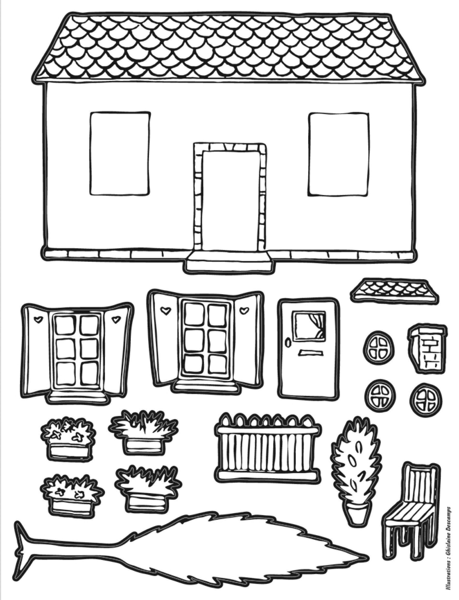 ぬりえページ: コテージ (建物と建築) #169951 - 無料の印刷可能なぬりえページ