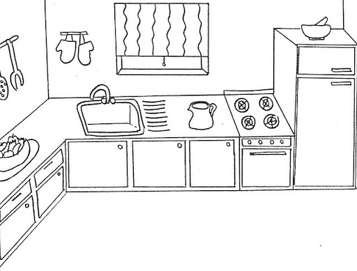 ぬりえページ: キッチン (建物と建築) #63563 - 無料の印刷可能なぬりえページ