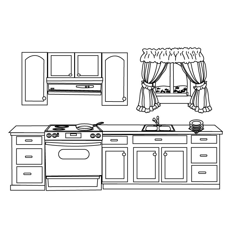 ぬりえページ: キッチン (建物と建築) #63634 - 無料の印刷可能なぬりえページ
