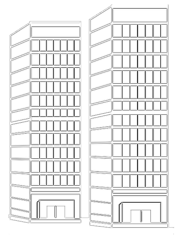 ぬりえページ: 超高層ビル (建物と建築) #65545 - 無料の印刷可能なぬりえページ