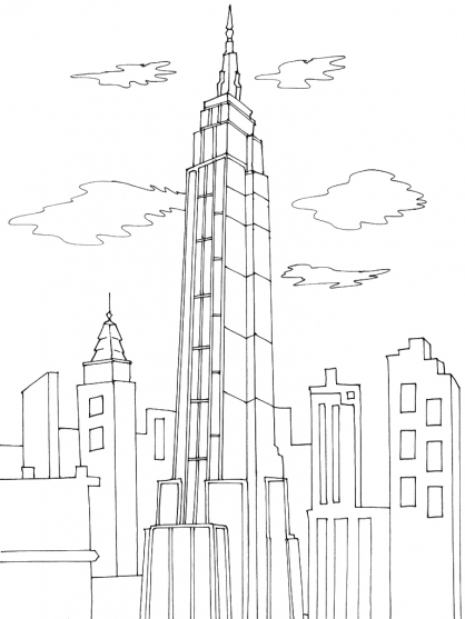 ぬりえページ: 超高層ビル (建物と建築) #65549 - 無料の印刷可能なぬりえページ