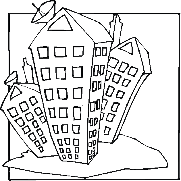 ぬりえページ: 超高層ビル (建物と建築) #65787 - 無料の印刷可能なぬりえページ