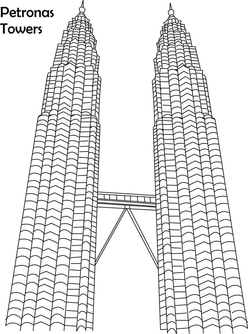 ぬりえページ: 超高層ビル (建物と建築) #65789 - 無料の印刷可能なぬりえページ