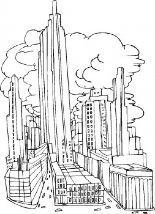 ぬりえページ: 超高層ビル (建物と建築) #65797 - 無料の印刷可能なぬりえページ