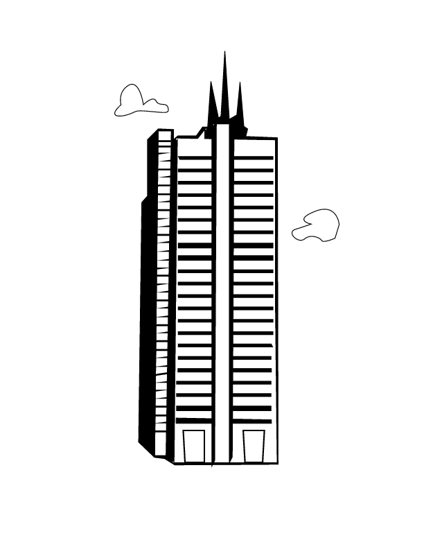 ぬりえページ: 超高層ビル (建物と建築) #65836 - 無料の印刷可能なぬりえページ