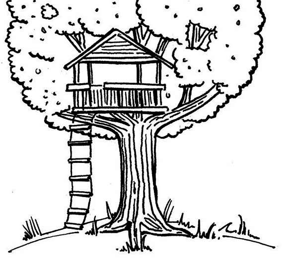 ぬりえページ: 樹上の家 (建物と建築) #66025 - 無料の印刷可能なぬりえページ