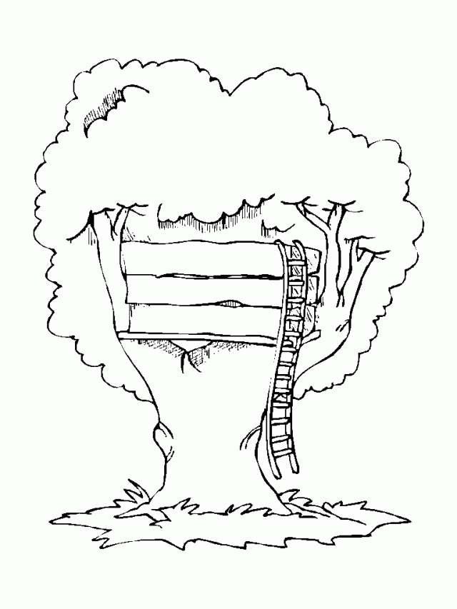 ぬりえページ: 樹上の家 (建物と建築) #66026 - 無料の印刷可能なぬりえページ
