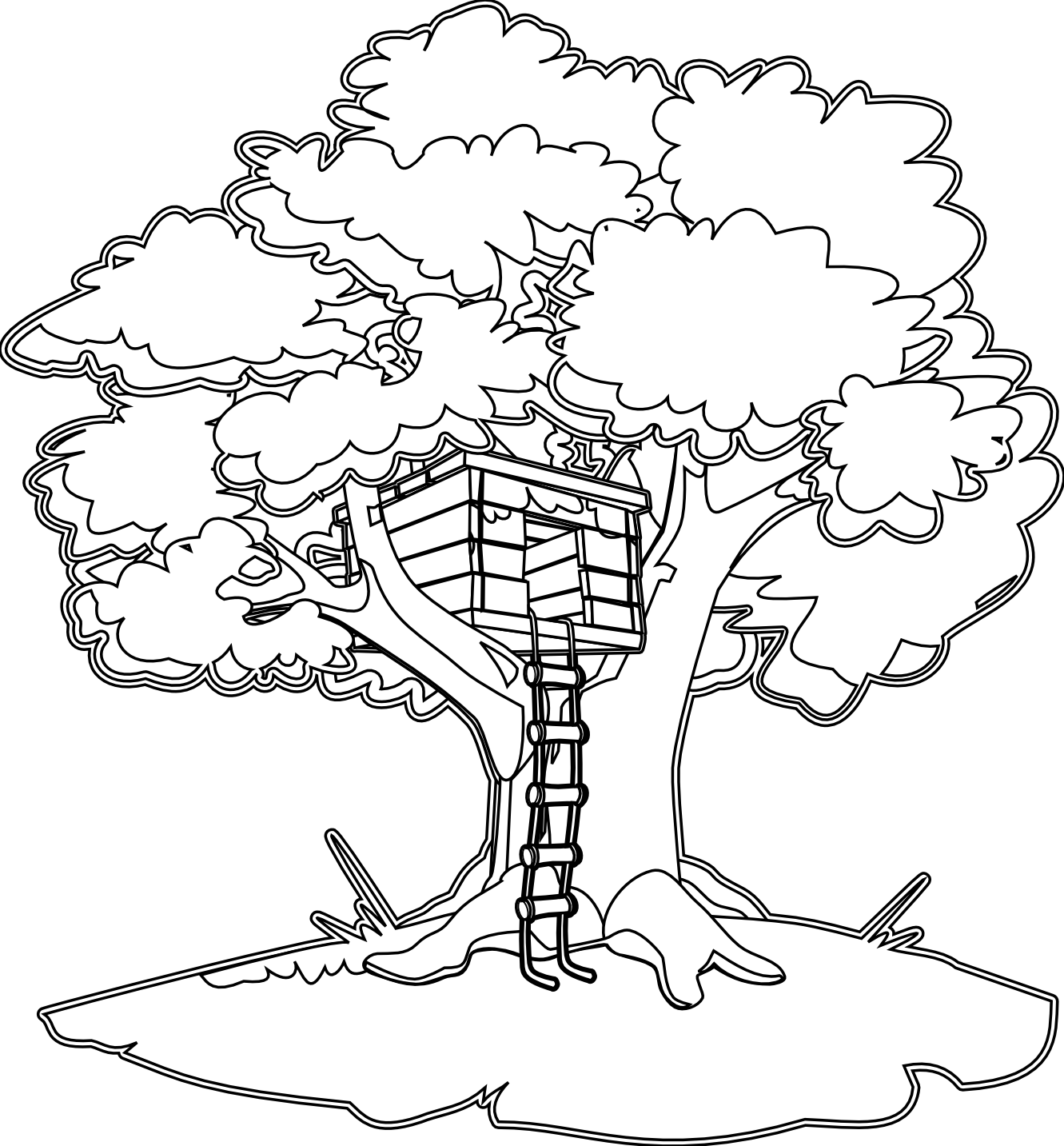 ぬりえページ: 樹上の家 (建物と建築) #66029 - 無料の印刷可能なぬりえページ