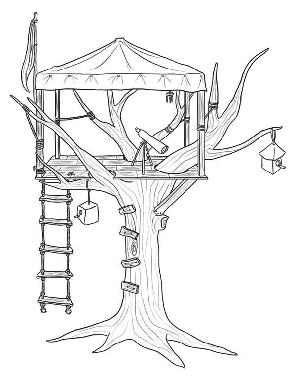 ぬりえページ: 樹上の家 (建物と建築) #66075 - 無料の印刷可能なぬりえページ