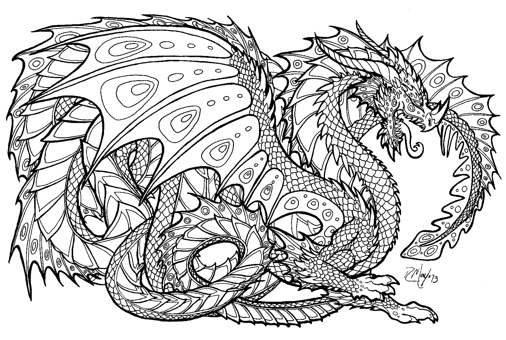 ぬりえページ: ドラゴン (キャラクター) #148404 - 無料の印刷可能なぬりえページ