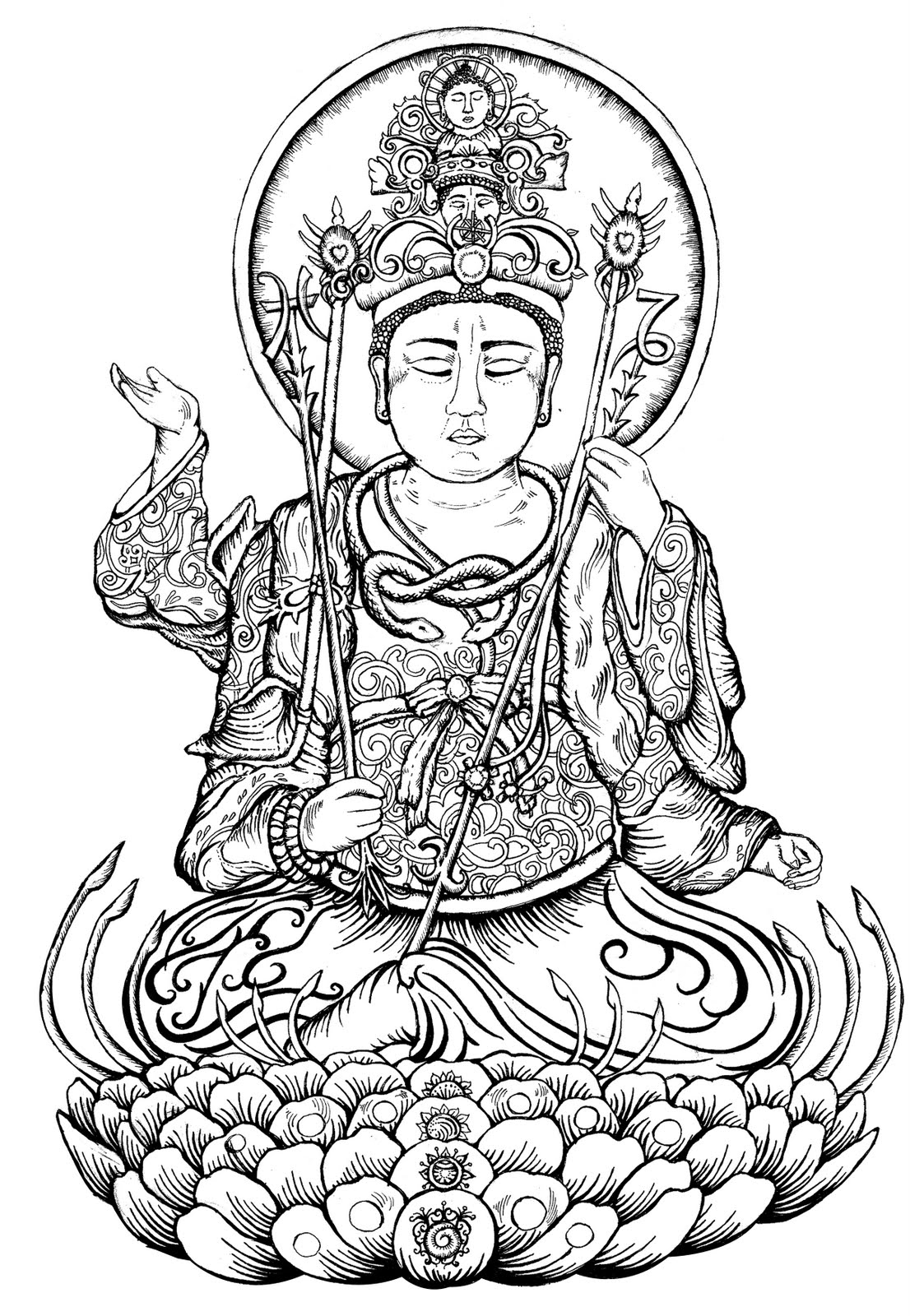 ぬりえページ: ヒンズー教の神話: 仏 (神々と女神) #89558 - 無料の印刷可能なぬりえページ