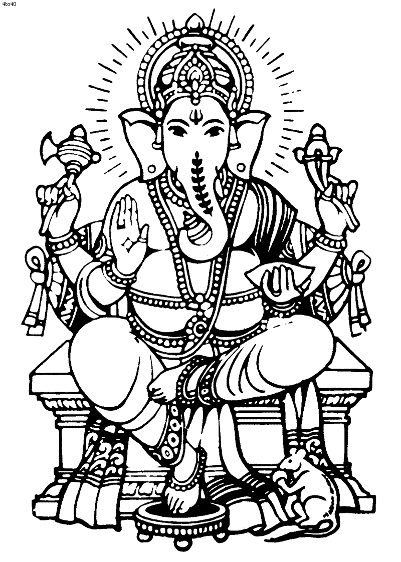 ぬりえページ: ヒンズー教の神話: ガネーシャ (神々と女神) #96854 - 無料の印刷可能なぬりえページ