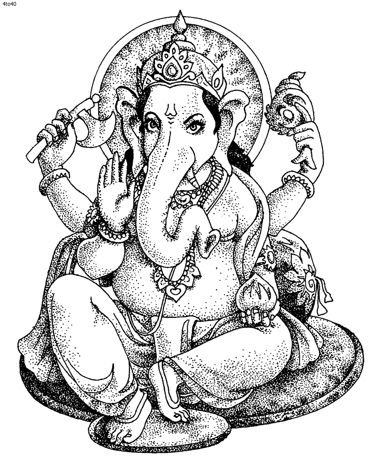 ぬりえページ: ヒンズー教の神話: ガネーシャ (神々と女神) #96864 - 無料の印刷可能なぬりえページ