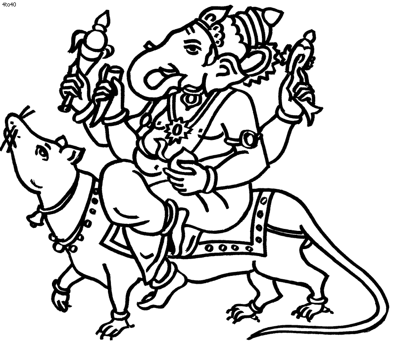 ぬりえページ: ヒンズー教の神話: ガネーシャ (神々と女神) #96884 - 無料の印刷可能なぬりえページ