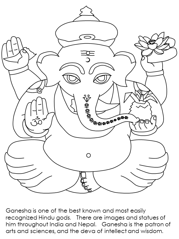 ぬりえページ: ヒンズー教の神話: ガネーシャ (神々と女神) #96885 - 無料の印刷可能なぬりえページ