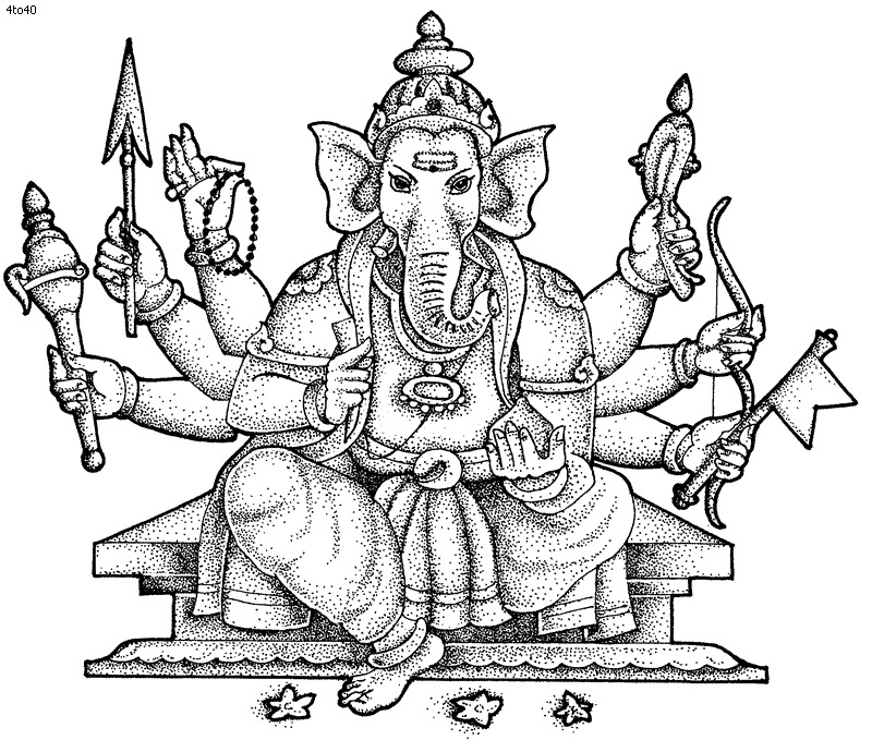 ぬりえページ: ヒンズー教の神話: ガネーシャ (神々と女神) #96894 - 無料の印刷可能なぬりえページ