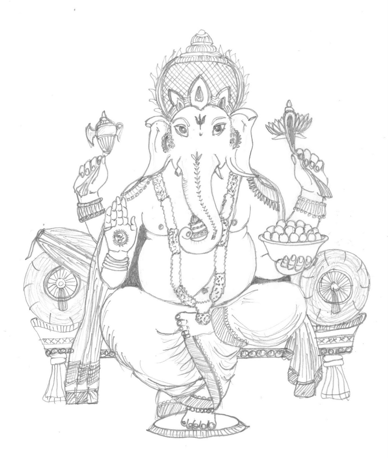 ぬりえページ: ヒンズー教の神話: ガネーシャ (神々と女神) #97030 - 無料の印刷可能なぬりえページ