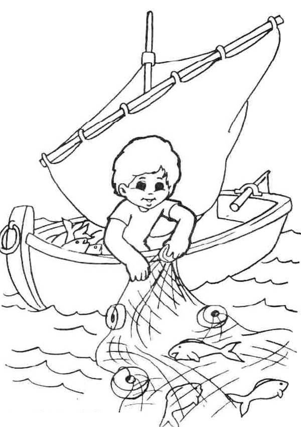 ぬりえページ: 漁師 (取引と職業) #103956 - 無料の印刷可能なぬりえページ