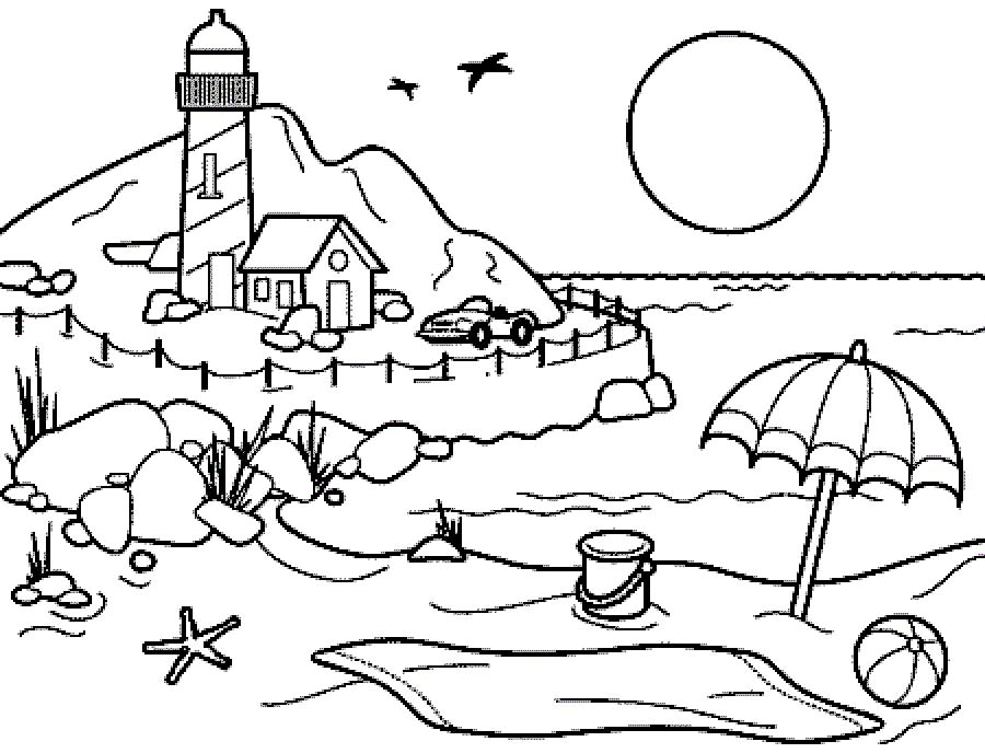 ぬりえページ: ビーチ (自然) #159003 - 無料の印刷可能なぬりえページ