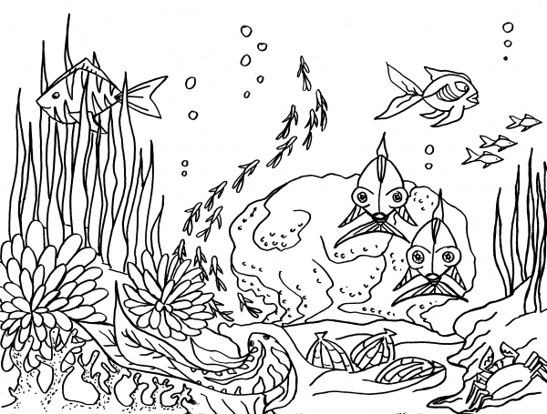 ぬりえページ: 海底 (自然) #160102 - 無料の印刷可能なぬりえページ