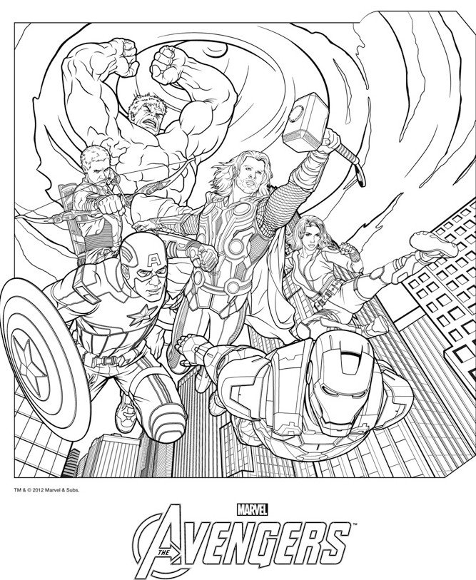 ぬりえページ: アベンジャーズ (スーパーヒーロー) #74020 - 無料の印刷可能なぬりえページ