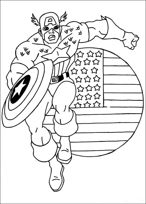 ぬりえページ: キャプテン・アメリカ (スーパーヒーロー) #76564 - 無料の印刷可能なぬりえページ