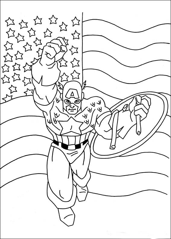 ぬりえページ: キャプテン・アメリカ (スーパーヒーロー) #76573 - 無料の印刷可能なぬりえページ