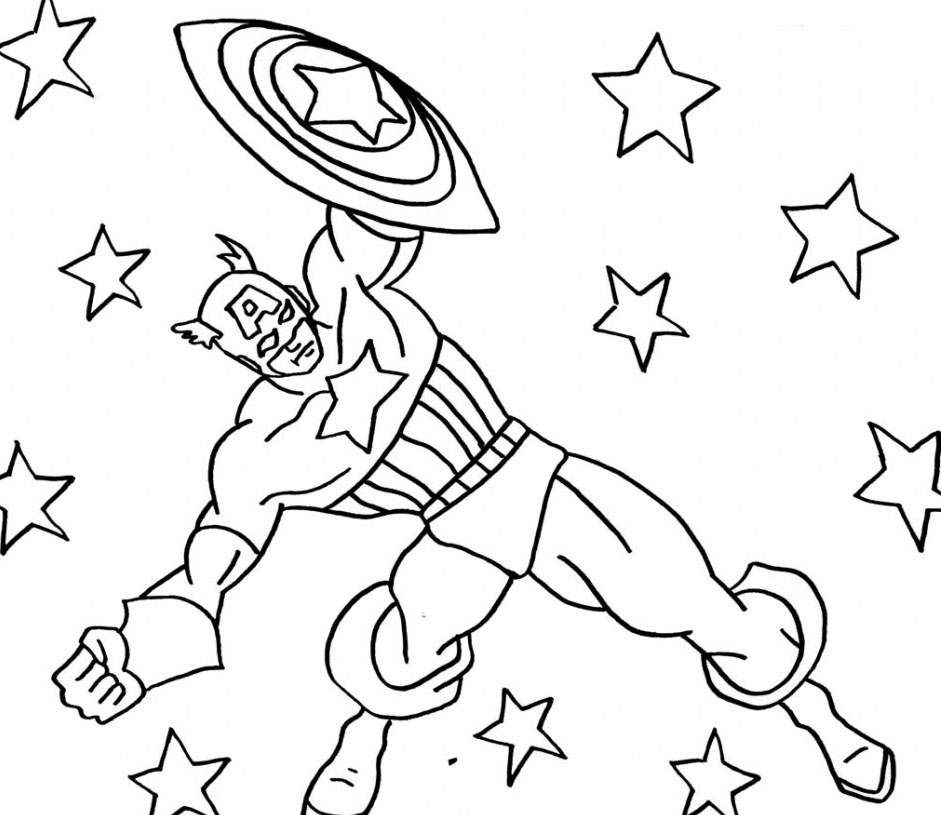 ぬりえページ: キャプテン・アメリカ (スーパーヒーロー) #76582 - 無料の印刷可能なぬりえページ