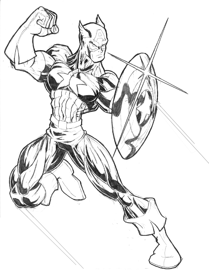 ぬりえページ: キャプテン・アメリカ (スーパーヒーロー) #76583 - 無料の印刷可能なぬりえページ