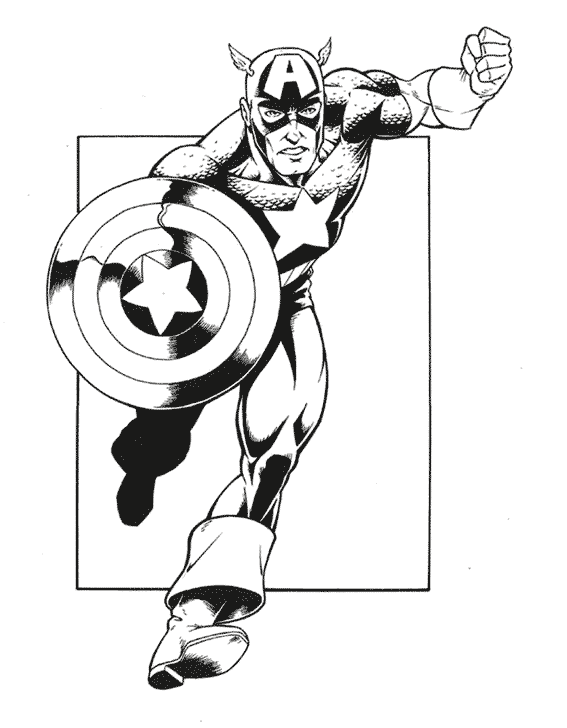 ぬりえページ: キャプテン・アメリカ (スーパーヒーロー) #76593 - 無料の印刷可能なぬりえページ