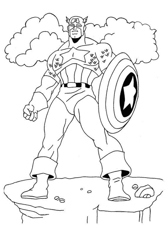 ぬりえページ: キャプテン・アメリカ (スーパーヒーロー) #76595 - 無料の印刷可能なぬりえページ