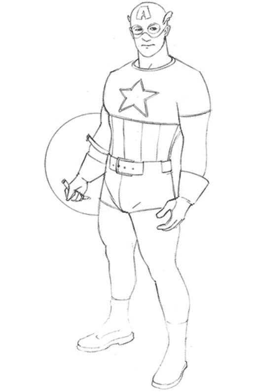 ぬりえページ: キャプテン・アメリカ (スーパーヒーロー) #76597 - 無料の印刷可能なぬりえページ