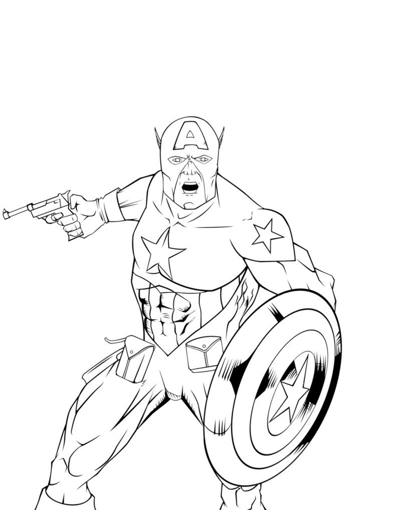ぬりえページ: キャプテン・アメリカ (スーパーヒーロー) #76602 - 無料の印刷可能なぬりえページ
