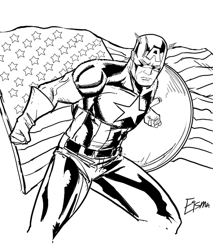 ぬりえページ: キャプテン・アメリカ (スーパーヒーロー) #76606 - 無料の印刷可能なぬりえページ