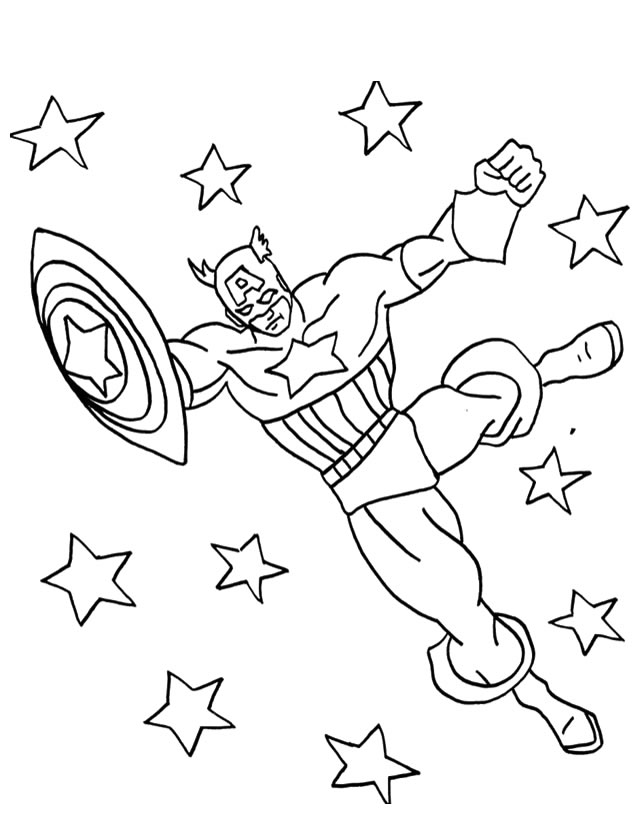 ぬりえページ: キャプテン・アメリカ (スーパーヒーロー) #76607 - 無料の印刷可能なぬりえページ