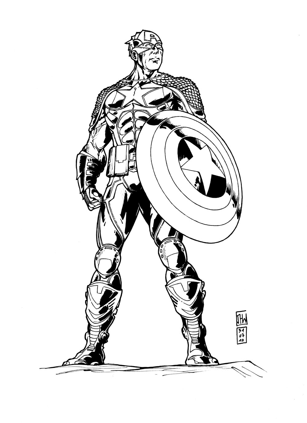 ぬりえページ: キャプテン・アメリカ (スーパーヒーロー) #76608 - 無料の印刷可能なぬりえページ