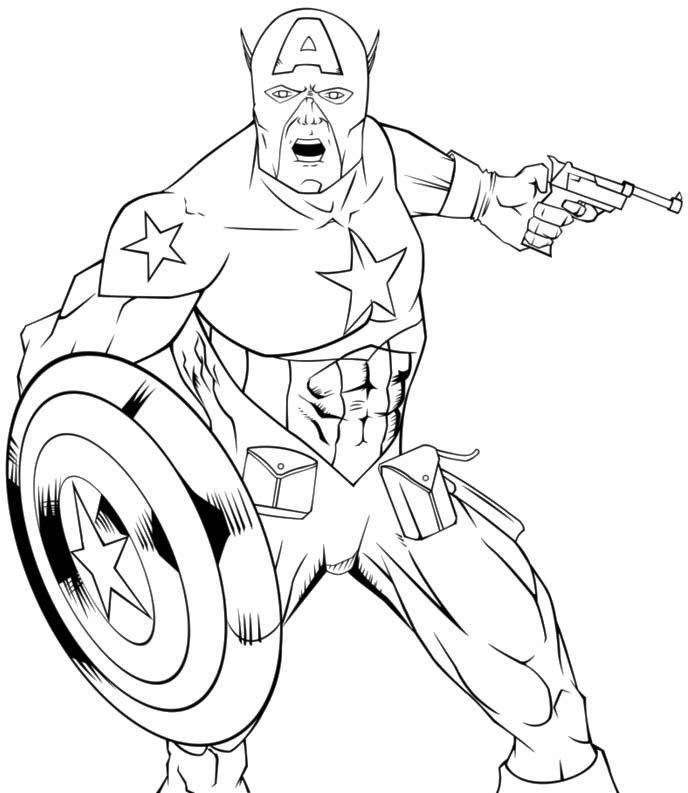 ぬりえページ: キャプテン・アメリカ (スーパーヒーロー) #76609 - 無料の印刷可能なぬりえページ