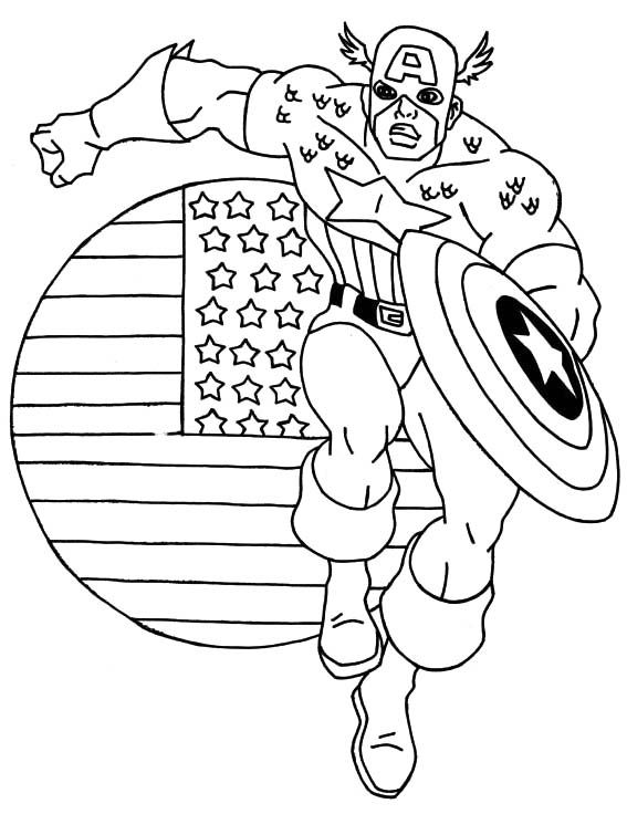 ぬりえページ: キャプテン・アメリカ (スーパーヒーロー) #76633 - 無料の印刷可能なぬりえページ