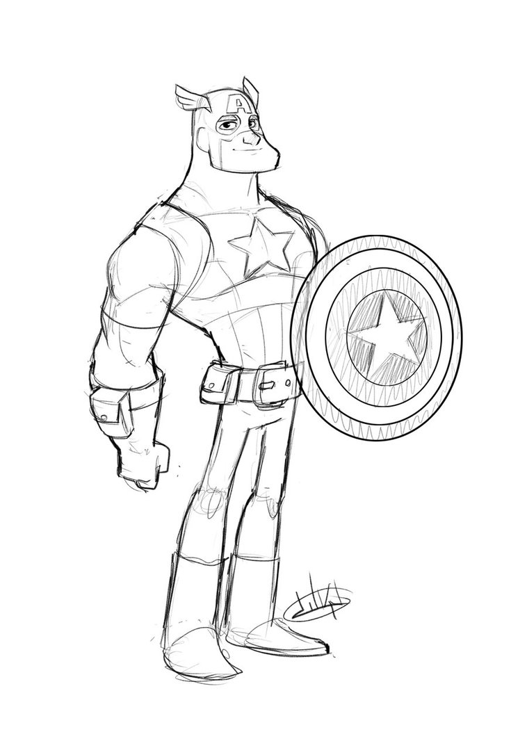 ぬりえページ: キャプテン・アメリカ (スーパーヒーロー) #76635 - 無料の印刷可能なぬりえページ