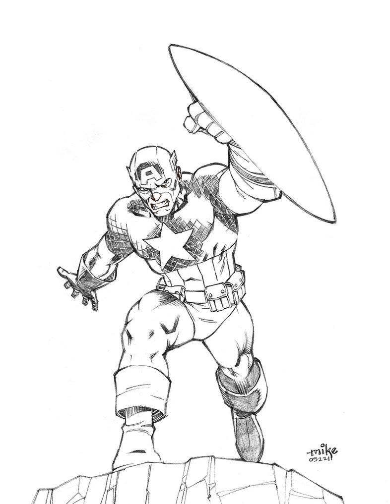 ぬりえページ: キャプテン・アメリカ (スーパーヒーロー) #76653 - 無料の印刷可能なぬりえページ
