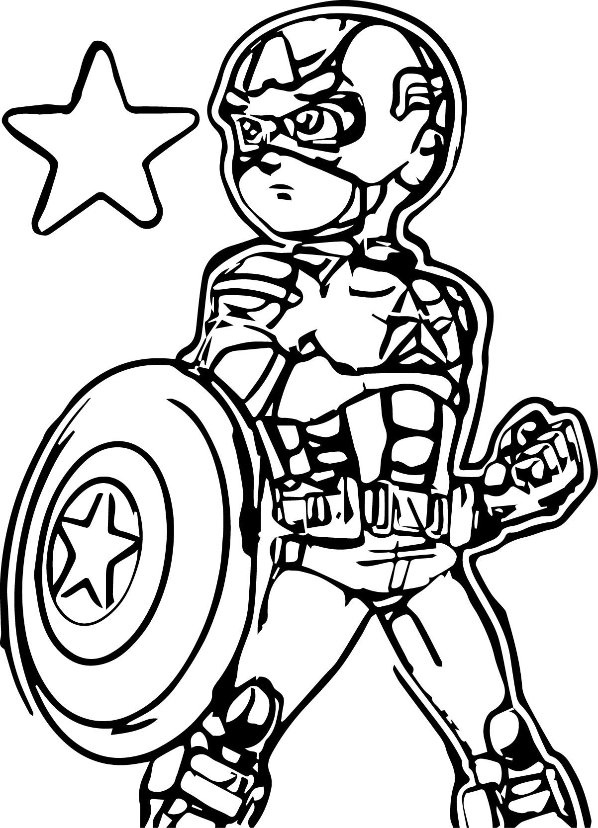 ぬりえページ: キャプテン・アメリカ (スーパーヒーロー) #76690 - 無料の印刷可能なぬりえページ
