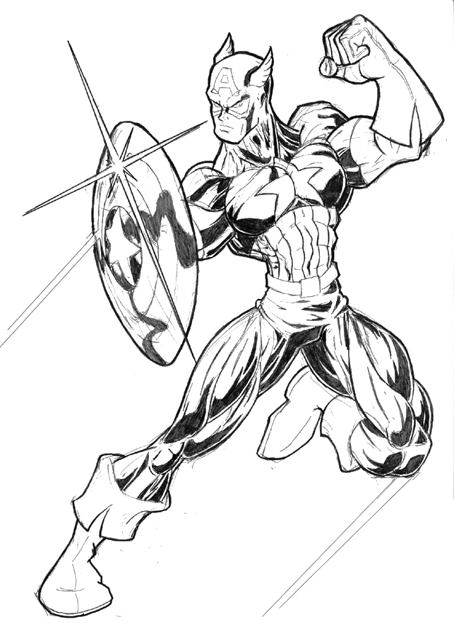 ぬりえページ: キャプテン・アメリカ (スーパーヒーロー) #76697 - 無料の印刷可能なぬりえページ