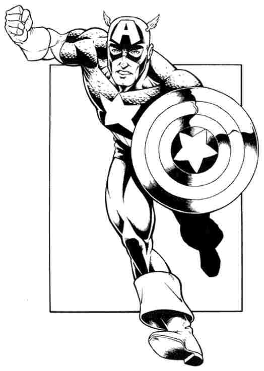ぬりえページ: キャプテン・アメリカ (スーパーヒーロー) #76709 - 無料の印刷可能なぬりえページ