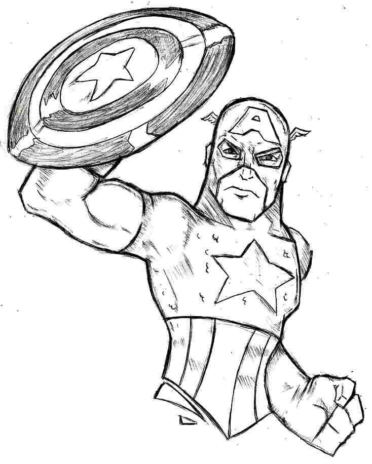 ぬりえページ: キャプテン・アメリカ (スーパーヒーロー) #76717 - 無料の印刷可能なぬりえページ