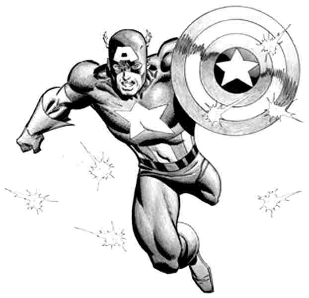 ぬりえページ: キャプテン・アメリカ (スーパーヒーロー) #76731 - 無料の印刷可能なぬりえページ