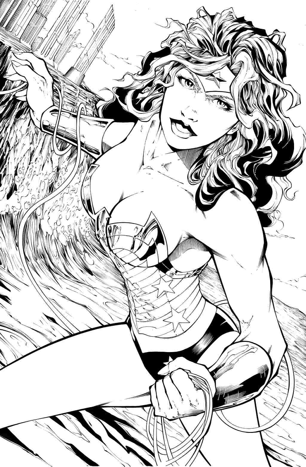 ぬりえページ: ワンダーウーマン (スーパーヒーロー) #74691 - 無料の印刷可能なぬりえページ
