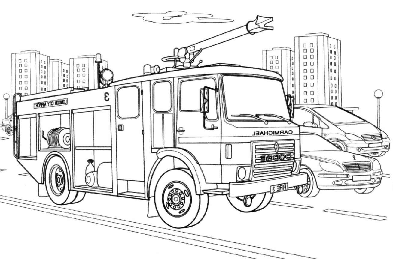 ぬりえページ: 消防車 (交通機関) #135854 - 無料の印刷可能なぬりえページ
