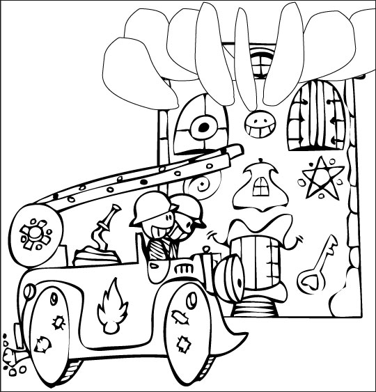 ぬりえページ: 消防車 (交通機関) #135922 - 無料の印刷可能なぬりえページ