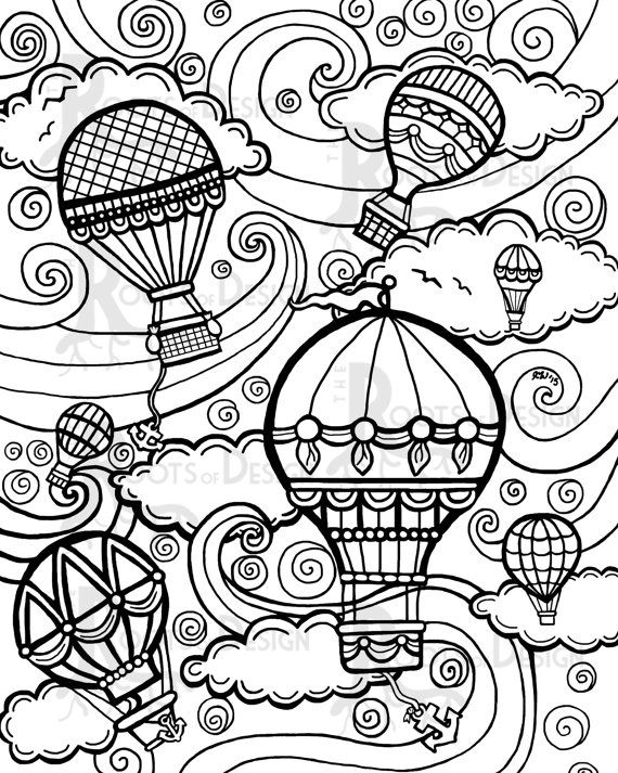 ぬりえページ: 熱気球 (交通機関) #134682 - 無料の印刷可能なぬりえページ