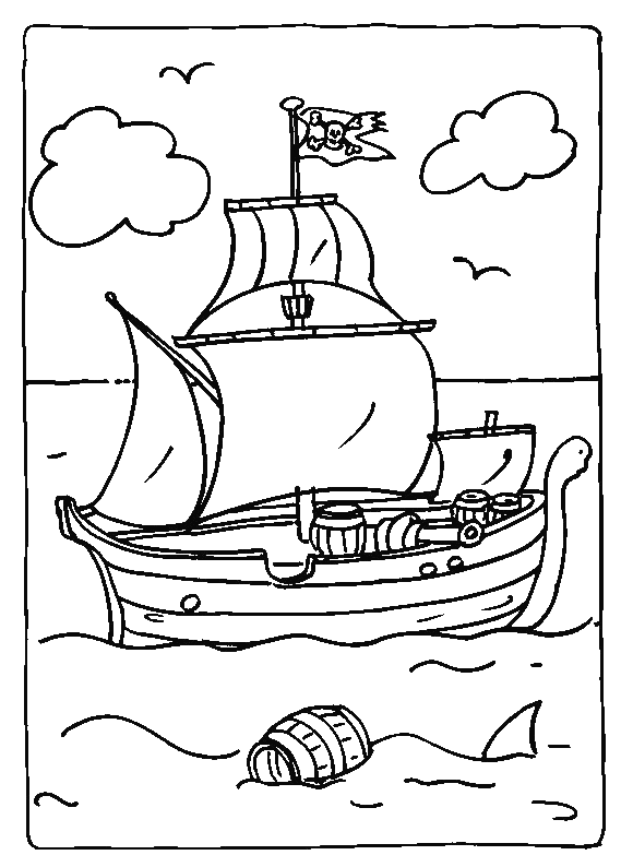 ぬりえページ: 海賊船 (交通機関) #138217 - 無料の印刷可能なぬりえページ